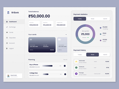 Finance App Dashboard logo ui ux