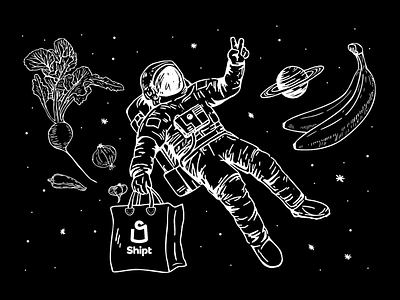Going Above & Beyond Tee 💫 after effects delivery design groceries grocery hand drawn illustration peace shipt space tshirt