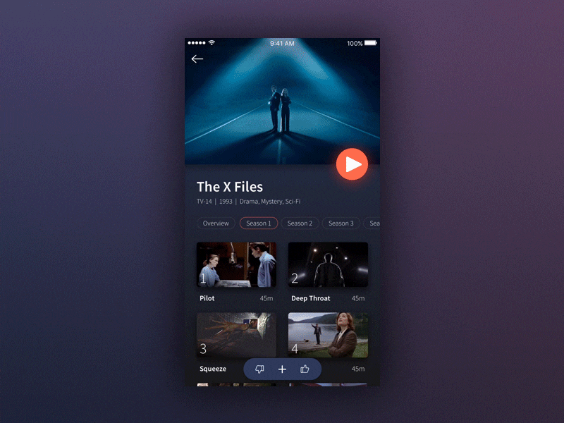 The Truth is Out There animation app dark ui design gif principle series streaming the x files ui ux video