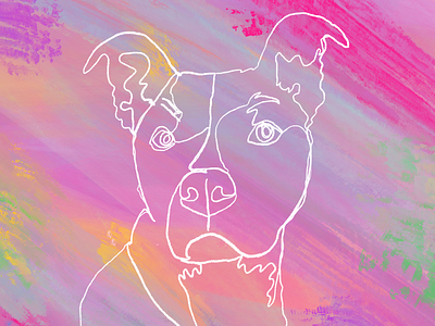 single line doggo dog dog art doggo illustration pitbull procreate pup rainbow single line texture