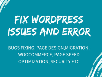 I will fix wordpress issues, bugs, errors or problems within 1 h design ecommerce website elementor pro wordpress wordpress website