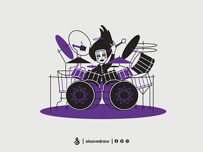 Joey Jordison band cartoon drummer illustration metal music