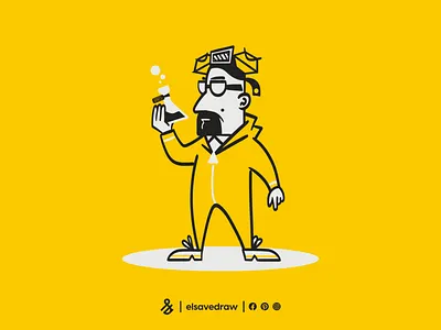 Walter White - Heisenberg breakingbad cartoon heisenber illustration retro series