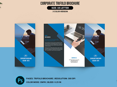 Trifold Corporate Brochure agency brochure business brochure clean company brochure corporate brochure design minimal psd template trifold brochure