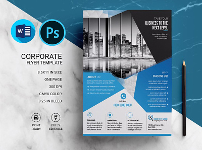 Business Flyer Template business flyer company flyer corporate flyer creative flyer minimal flyer psd us letter word template