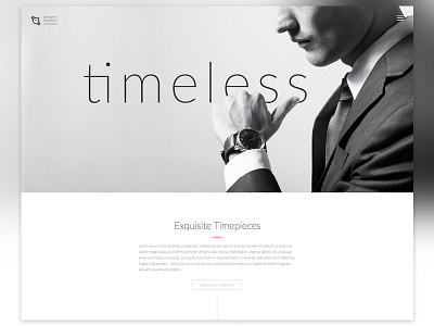 Designer Watch Landing Page Header clean gray header modern photography watches web design website