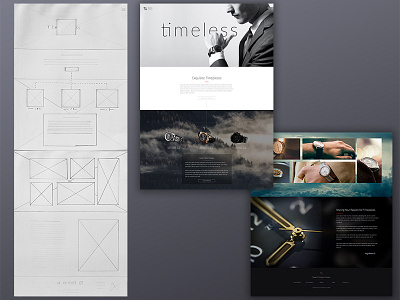 Landing Page Concept with Wireframe dark design gray landing page ui ux watch watches web design website wireframe