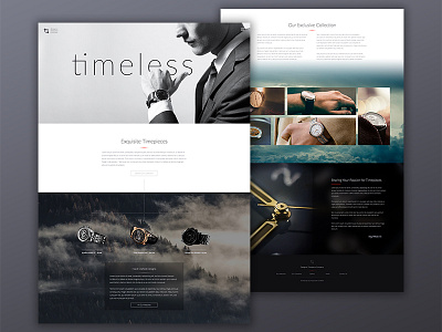 Landing Page Concept for Designer Watch Company dark moody photos web website