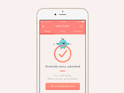 Gratitude Entry - Confirmation Screen app confirmation gratitude happiness mobile uidesign uiux