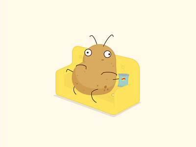 Couch Potato Bug bug chips couch illustration potato pun