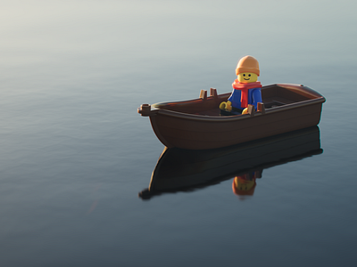 Lego boat at sea