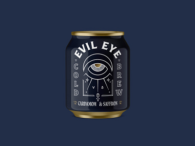 Evil Eye - Cardamom & Saffron branding can cold brew cold brew coffee evil eye eye illustration mystical packaging short can vintage