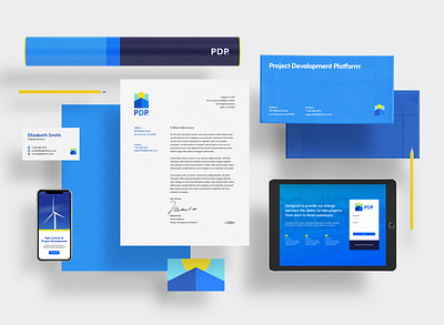 Project Development Platform: Collateral Suite blue branding corporate energy identity logo solar startup tech union