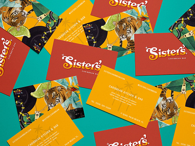 Sister's Caribbean Bar — Business Cards bar business cards caribbean collage logo restaurant retro