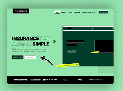 GetSafe Landing Page Redesign (Brutalism) branding design logo typography ui ux webdesign