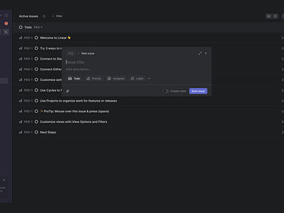 Create New Issue Modal - Linear App