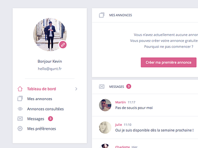 La Poussette 👪 box chat dashboard discussion form interface ui ux