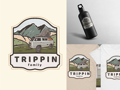 Trippin logo design badge badge logo brand branding design graphic design handrawn handrawn logo handrwan logo illustration logo logo illustration logo maker outdoor logo retro tshirt illustration ui