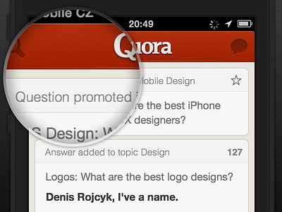 Quora App Redesign app ios iphone mobile network red sketch social