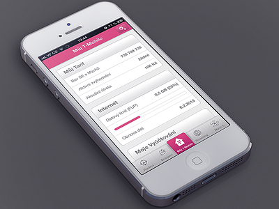 Můj T-Mobile app redesign gray inspiration ios iphone mobile mockup pink simple t mobile tapbar white
