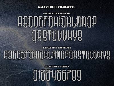 Galaxy Blue Blackletter Font blackletter branding design film font handwritten illustration poster script typography vector