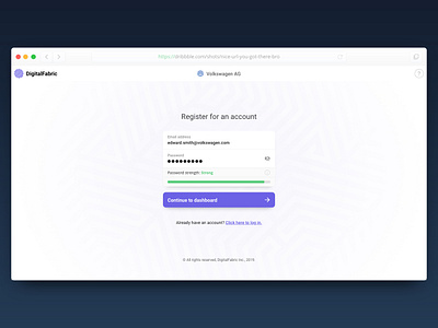 Account registration - DigitalFabric account clean dashboard design desktop flat login minimal password register saas ui user ux web