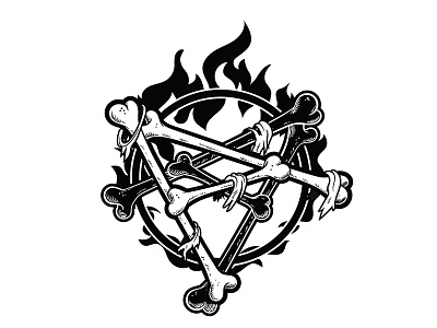 Amateur Arsonist Logo One Color a amateur arsonist bones fire illustrator logo pentagram print