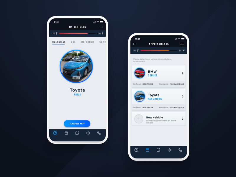 MyShop / Scheduled Repairs android app app design car car shop dashboard design gamiifcation ios ui ux vehicles