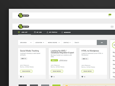 S Service Web Platform / Style Guide drop down header notification search styleguide web platform