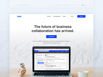 Bizzi / Landing Page bizzi blue business collaboration product ui