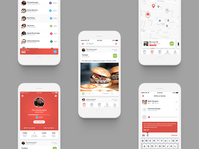 The Burger Collective / Screens app burger collaboration foodie product red ui ux