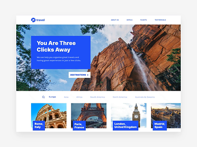 Travel — Home Page clean design home page landing page product design prototype travel typography ui ux web website design