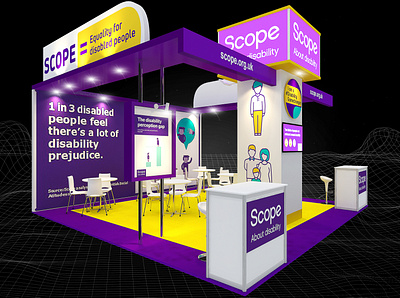 Scope About Disability 6x6 Exhibition Booth 3d 6x6 booth branding charity design event exhibition expo fair fundraiser idea pr space