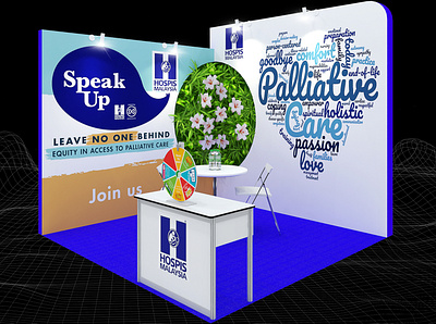 Hospis Malaysia 3x3 Exhibition Booth 3d 3x3 backdrop backwall booth branding charity design event exhibition fundraiser healthcare medical show space stand