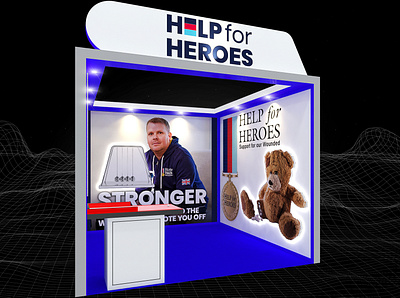 Help for Heroes 3x3 Exhibition Booth 3d 3x3 booth branding charity design event exhibition fair fundraiser fundraising render show space stand