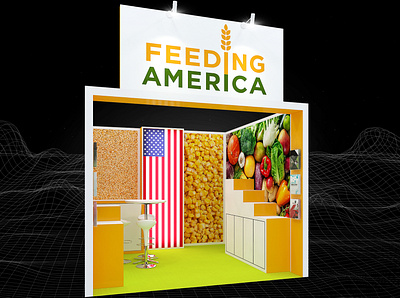 Feeding America 3x3 Exhibition Booth 3d 3x3 america backdrop booth branding charity design event exhibition expo fair food bank fundraiser lightbox render show space united states