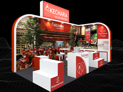 Kechara Soup Kitchen 3x6 Exhibition Booth 3d 3x6 backdrop backwall booth branding charity design donation event exhibition expo fair foodbank fundraiser render show soupkitchen space stand