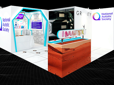 National Autistic Society 3x3 Exhibition Booth 3d 3x3 autism awareness backdrop booth branding charity design event exhibition expo fair fundraiser fundraising futuristic nonprofit render show space