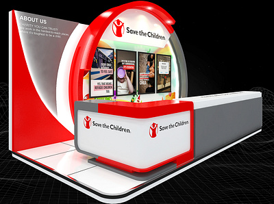 Save The Children 3x6 Exhibition Booth 3d 3x6 backdrop background booth branding charity children design donation event exhibition expo fair fundraising non profit render show space visualization