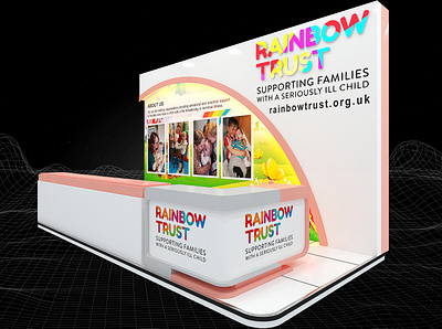Rainbow Trust 3x6 Exhibition Booth 3d 3x6 backdrop booth branding charity children design display donation event exhibition fair fundraising non profit planning render show space visualization
