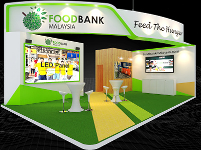 Food Bank Malaysia 6x9 Exhibition Booth 3d 6x9 architecture booth branding charity concept design display design event exhibition fair foodbank fundraising impression led panel render show space visualization