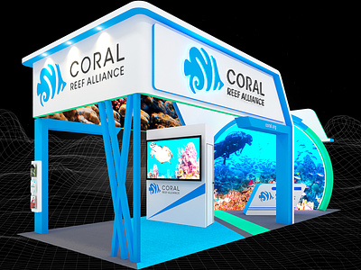 Coral Reef Alliance 4x10 Exhibition Booth 3d 4x10 booth booth layout branding charity design event exhibition fair island booth led panel led screen non profit render sea conservation show space underwater concept visualization