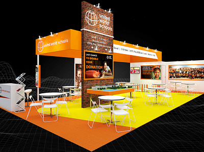 United World Schools 6x12 Exhibition Booth 3d 6x12 booth branding charity child support design education event exhibition fair free education layout render show space visualization