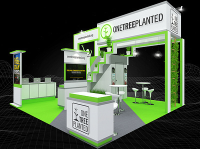 One Tree Planted 6x6 Exhibition Booth 3d 6x6 booth branding charity design environment event exhibition fair forest restoration green concept layout plant a tree render save our planet space tree visualization