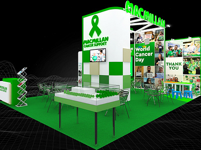 Macmillan Cancer Support 6x9 Exhibition Booth 3d 6x9 booth branding cancer cancer support charity checker design event exhibition fair fundraising healing macmillan non profit render show space visualization