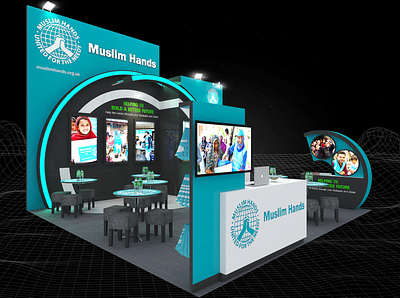 Muslim Hands 6x6 Exhibition Booth 3d 6x6 6x6 booth aid booth branding charity circular design donation event exhibition fair fundraising islamic led strip muslim render space visualization