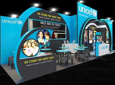 Unicef 3x12 Exhibition Booth 3d 3x12 3x12 booth aid booth branding charity circular design event exhibition fair fundraising humanitarian philanthropy render show space unicef visualization