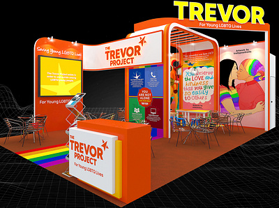 The Trevor Project 6x9 Exhibition Booth 3d 6x9 6x9 booth artist impression booth branding careline charity design event exhibition expo fair non profit render show space suicide helpline support group visualization