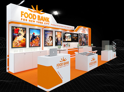 Food Bank for New York City 3x9 Exhibition Booth 3d 3x9 artist impression booth branding charity design display display counter event exhibition fair food bank food donation fundraiser new york city render show space visualization