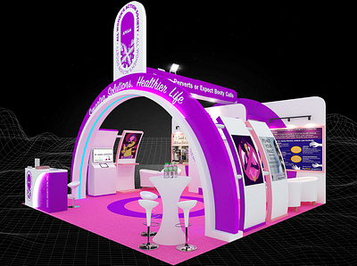 All Women's Action Society 6x6 Exhibition Booth 3d 6x6 artist impression awareness booth branding charity circular design event exhibition fair feminine feminism feminist render sexual harassment show space visualization